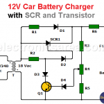 12V Car battery charger with SCR and Transistor
