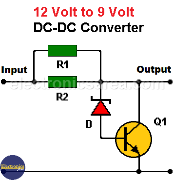 12V to 9V DC Converter Circuit