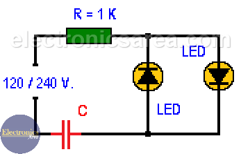 Two LED diode connected to 120/240 VAC
