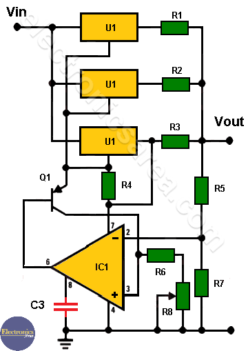 4 Amp Variable Power Supply with 3 LM317s