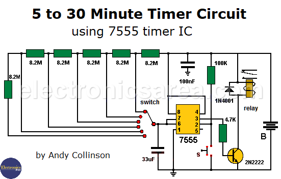 5 to 30 Minute Timer Circuit using the 7555 IC