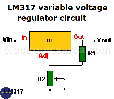 LM317 variable voltage regulator circuit diagram