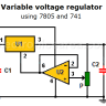 Variable voltage regulator using 7805 and 741
