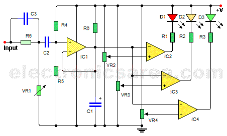 Audio level indicator using LM339