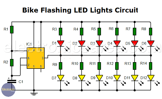 Bike Flashing LED Lights Circuit