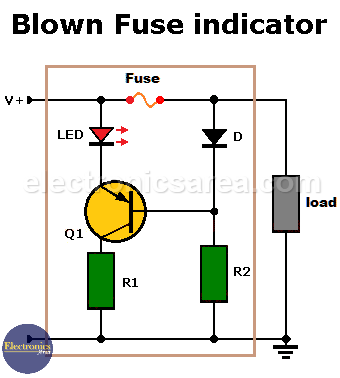 Blown Fuse Indicator Circuit using one transistor
