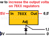 How to increase the output voltage of 78XX regulators?