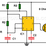Darkness detector circuit with audio output using 555
