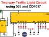 Two-way traffic light Circuit using 555 and CD4017