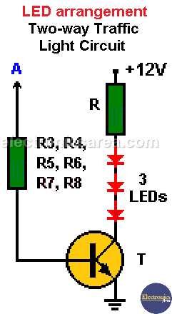 Electronic two-way Traffic Light LEDs