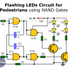 Flashing LEDs Circuit for Pedestrians using NAND gates