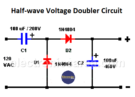 Half-wave voltage doubler circuit with 2 rectifier diodes