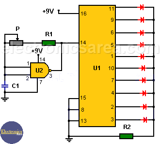 LED Chaser / LED Sequencer using 4017 Decade Counter