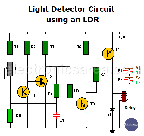 Light detector circuit using an LDR