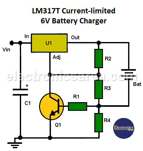 LM317T Current-limited 6V battery charger