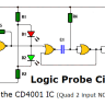 Logic probe circuit using CD4001 IC