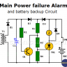 Main Power Failure Alarm and battery backup circuit
