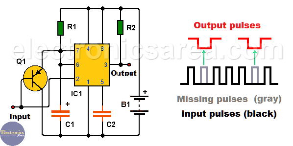 Missing Pulse Detector circuit using the 555 timer