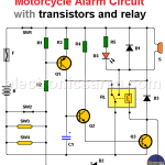 Motorcycle Alarm Circuit with transistors and relay