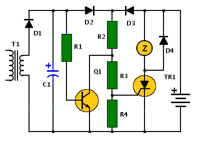 Main Power failure alarm and backup battery Circuit