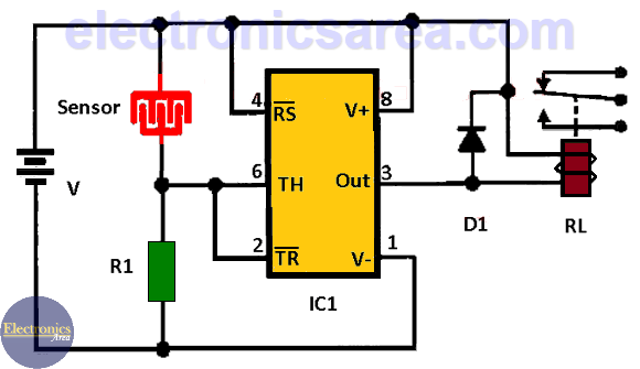 Rain alarm circuit using 555 IC