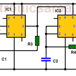 Refrigerator door alarm circuit with two 555 timers