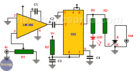 Sound Activated Flash Trigger using 555 and LM386