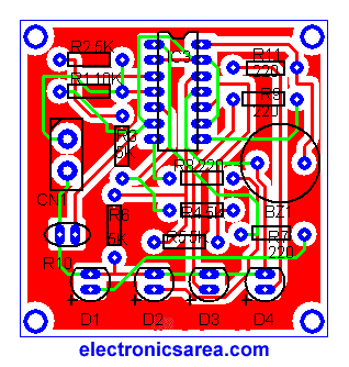 PCB for the temperature gauge circuit