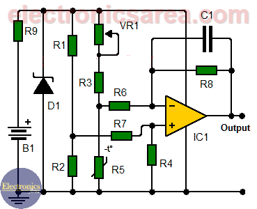 Temperature to Voltage Converter Circuit using Thermistor