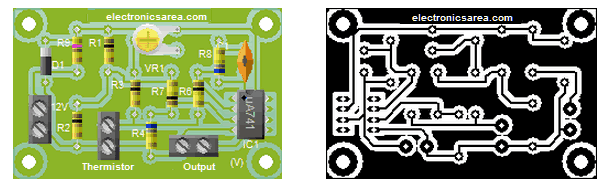 Temperature to Voltage Converter using Thermistor PCB